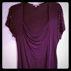 Purple Sequin Sleeve Top